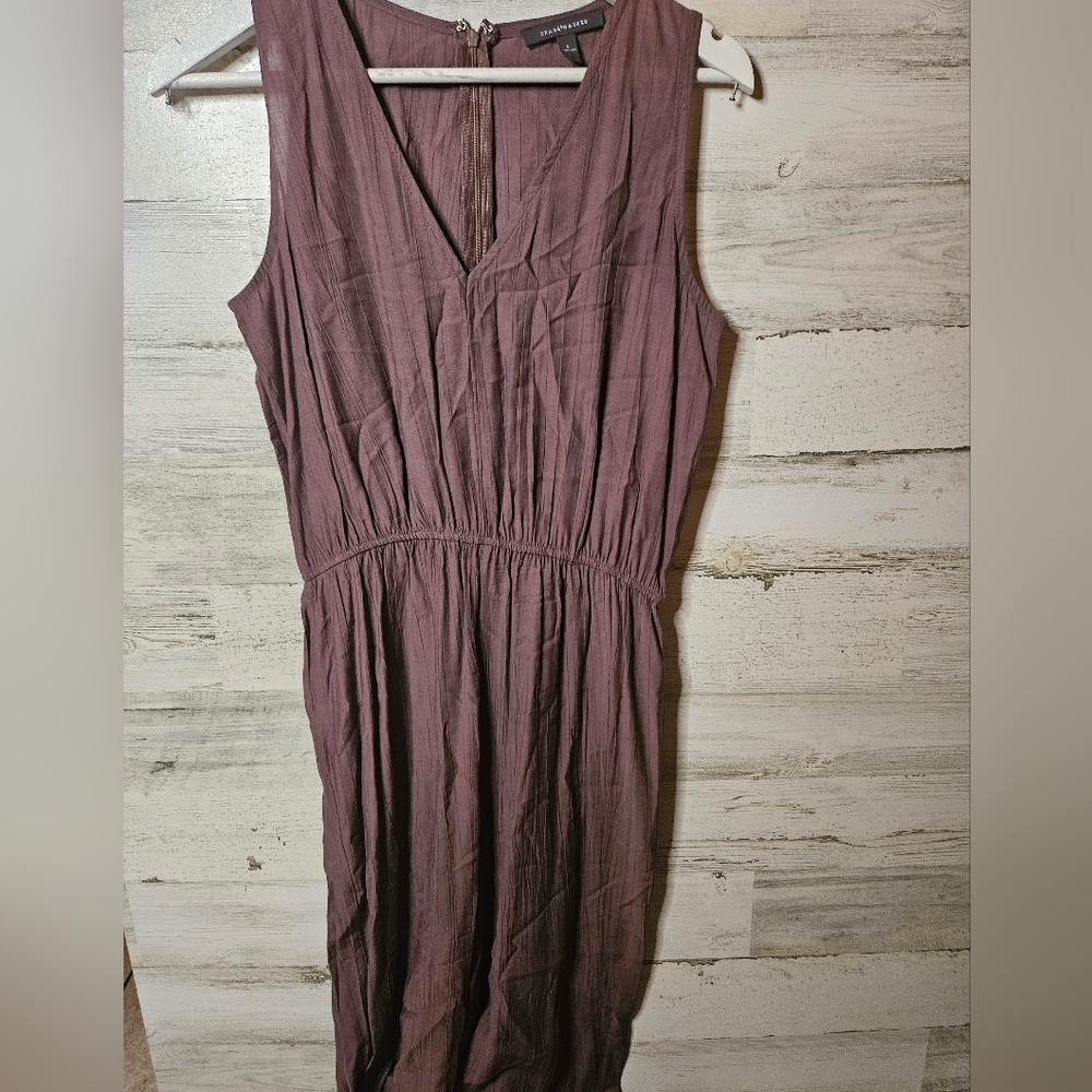 Anthropologie Grade & Gather Brown Sheer Jumpsuit Small Flare Leg Tank Romper